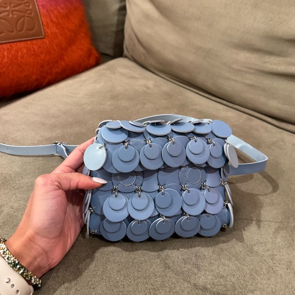 Paco Rabanne Iconic Disc Belt Bag – Powder Blue Leather - Picture 1 of 10
